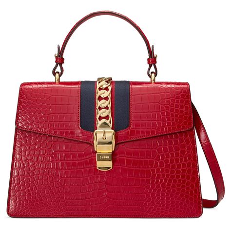 gucci rectangule red crocodile leather|Gucci handbags for sale.